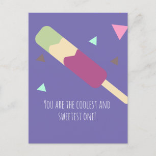 Tarjeta postal de cumpleaños dulce con helado