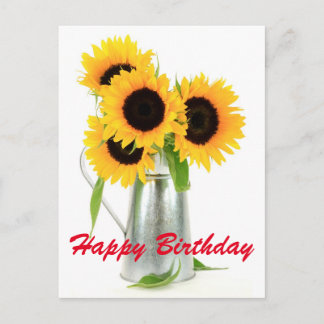 Tarjeta postal de cumpleaños feliz con girasoles