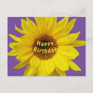 Tarjeta postal de cumpleaños feliz de girasol