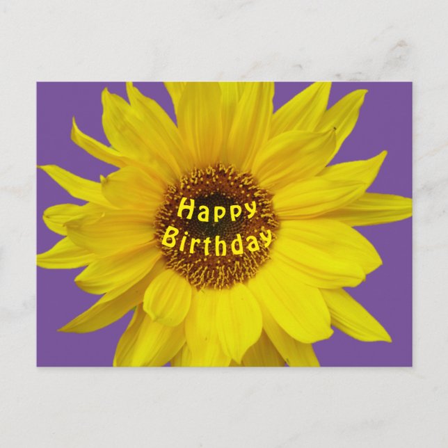 Tarjeta postal de cumpleaños feliz de girasol (Anverso)