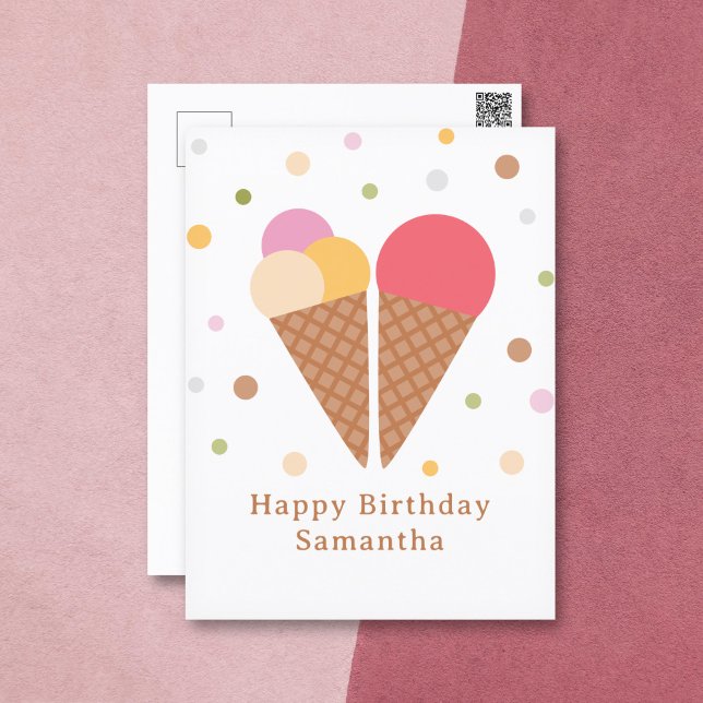 Tarjeta postal de cumpleaños feliz de Ice Cream (Ice Cream Happy Birthday Postcard)