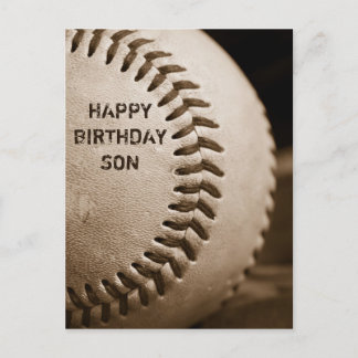 Tarjeta postal de cumpleaños feliz hijo de béisbol