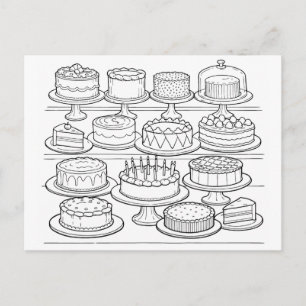 Tarjeta postal de cumpleaños feliz para colorear