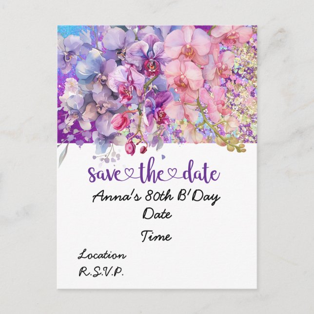 Tarjeta postal de Cumpleaños Flor de Orquídea para (Anverso)