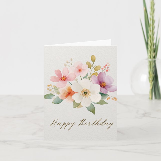 Tarjeta postal de cumpleaños Flores Coloridas Eleg (Anverso)