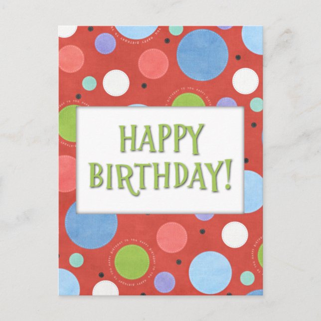 Tarjeta postal de cumpleaños genérica verde azul n (Anverso)