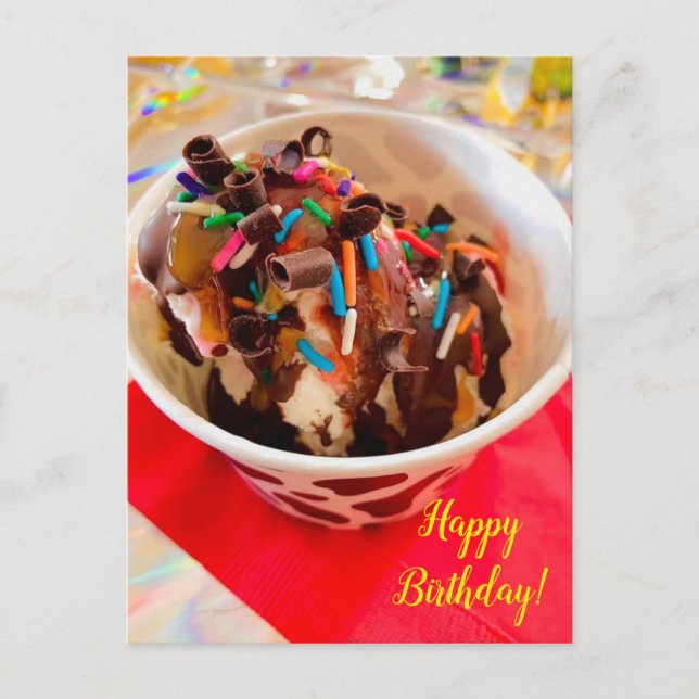 Tarjeta postal de cumpleaños Ice Cream Sundae (Anverso)