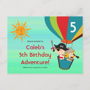 Tarjeta postal de cumpleaños infantil de globo aer