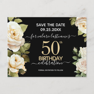 Tarjeta postal de cumpleaños número 50 de Rosas Bl