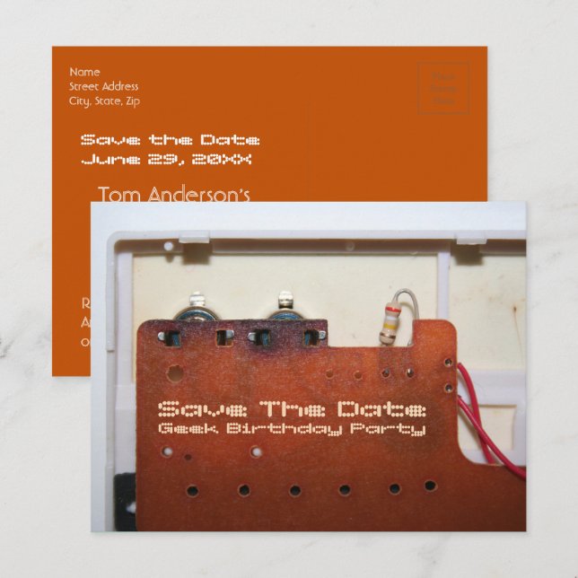 Tarjeta postal de cumpleaños número 50 para geeks (Anverso / Reverso)