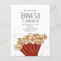 Tarjeta postal de cumpleaños para fiesta de cine a