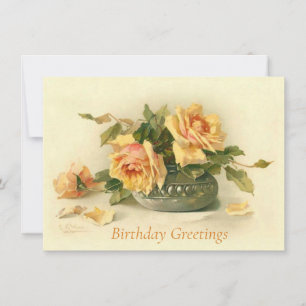 Tarjeta postal de cumpleaños para la rosa amarilla