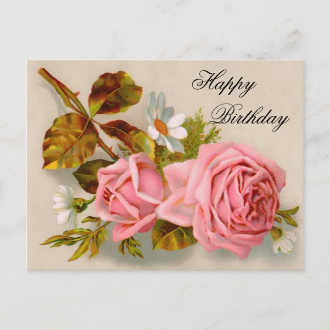 Tarjeta postal de cumpleaños para Rosas de época (Anverso)