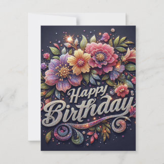 Tarjeta postal de cumpleaños: purpurina colorida