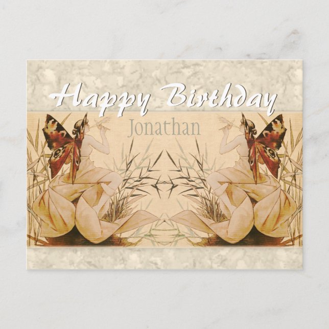 Tarjeta postal de cumpleaños Riquer Winged Nymph C (Anverso)