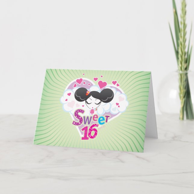 Tarjeta postal de cumpleaños Sweet 16 (Anverso)