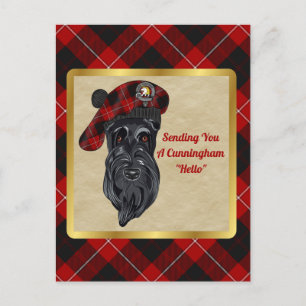 Tarjeta postal de Cunningham Clan Badge & Tartan