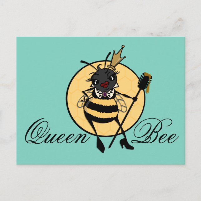 TARJETA POSTAL DE CUTE QUEEN BEE HORIZONTAL (Anverso)