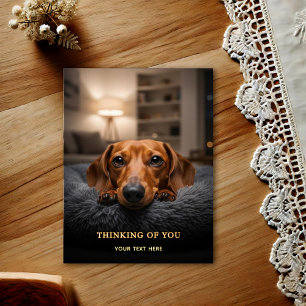 Tarjeta postal de dachshund adorable pensando en t