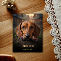 Tarjeta postal de Dachshund adorable Te extraño