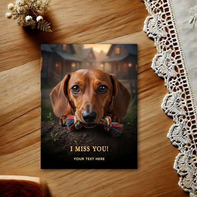 Tarjeta postal de Dachshund adorable Te extraño (Subido por el creador)