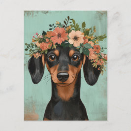 Tarjeta postal de dachshund al acuarela