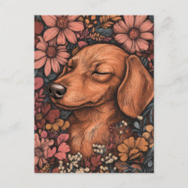Tarjeta postal de dachshund al acuarela
