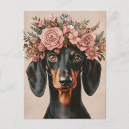 Tarjeta postal de dachshund al acuarela