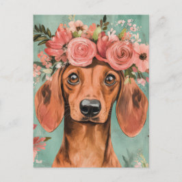 Tarjeta postal de dachshund al acuarela