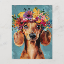 Tarjeta postal de dachshund al acuarela