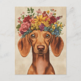 Tarjeta postal de dachshund al acuarela
