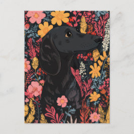 Tarjeta postal de dachshund al acuarela