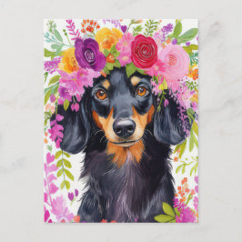 Tarjeta postal de dachshund al acuarela