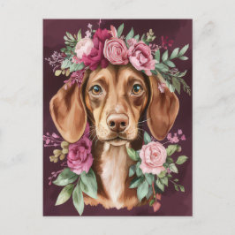 Tarjeta postal de dachshund al acuarela
