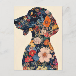 Tarjeta postal de dachshund al acuarela