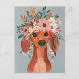Tarjeta postal de dachshund en acuarela