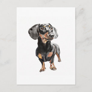 Tarjeta Postal de Dachshund – Perro Wiener, Acuare
