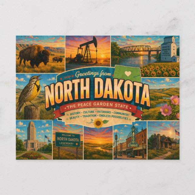 Tarjeta postal de Dakota del Norte (Anverso)