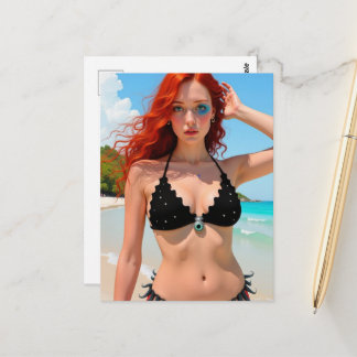 Tarjeta postal de dama de ciencia ficción con biki