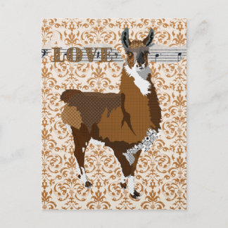 Tarjeta postal de Damask de amor de Llama Dorada