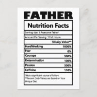 Tarjeta postal de datos nutricionales divertidos p