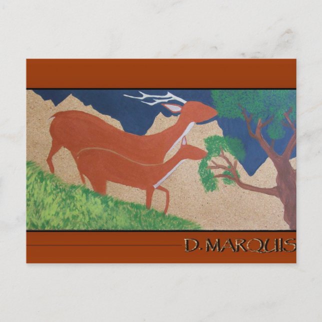 TARJETA POSTAL DE DEER FEEDING (Anverso)