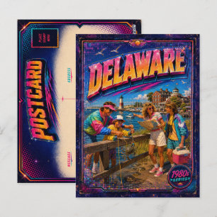 Tarjeta postal de Delaware de los 80 retro