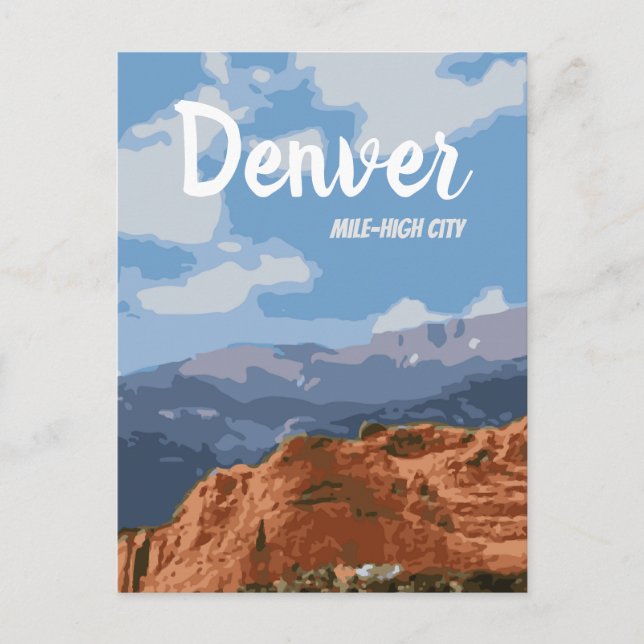 Tarjeta postal de Denver Colorado Mile-High City (Anverso)