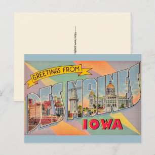 Tarjeta postal de Des Moines Iowa Saludos