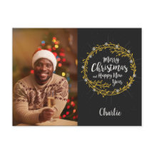 tarjeta postal de deseos de Navidad con TU FOTO Y 