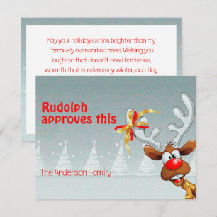 Tarjeta postal de deseos de Navidad del reno adora