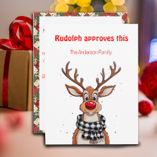 Tarjeta postal de deseos de Navidad del reno lindo