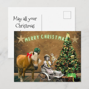 Tarjeta postal de deseos de Navidad vintage capric