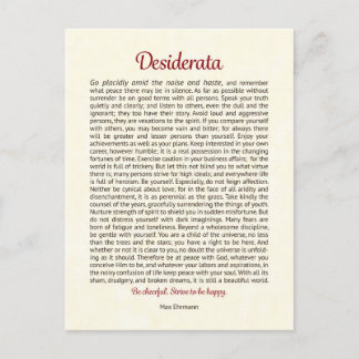 Tarjeta postal de desiderata